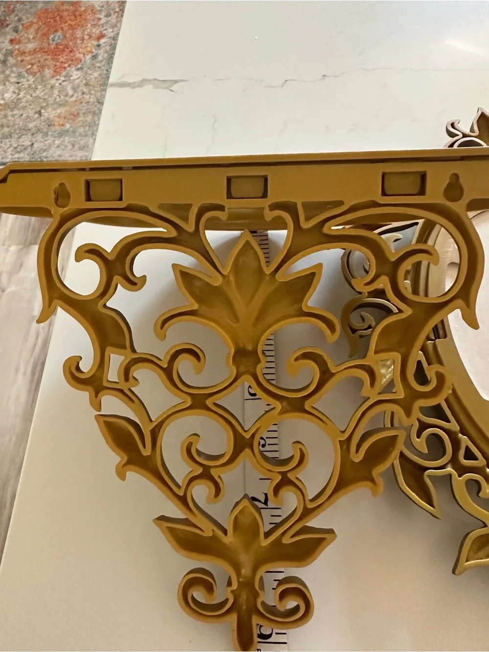 Vintage Syroco Hollywood Regency style small wall mirror & shelf set